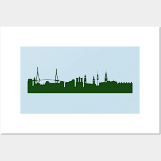 HAMBURG skyline in forest green Posters and Art